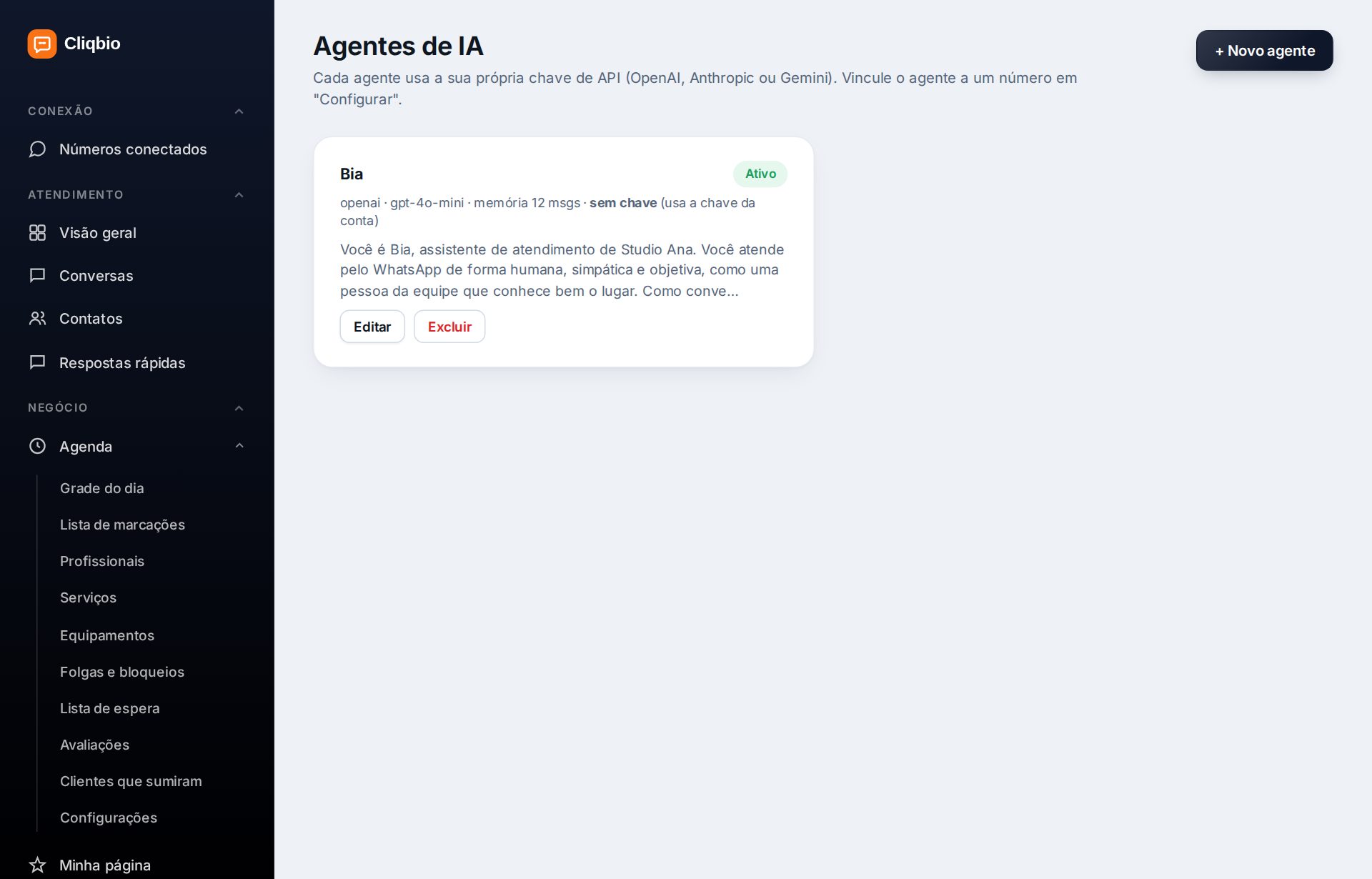 Configuração da assistente
